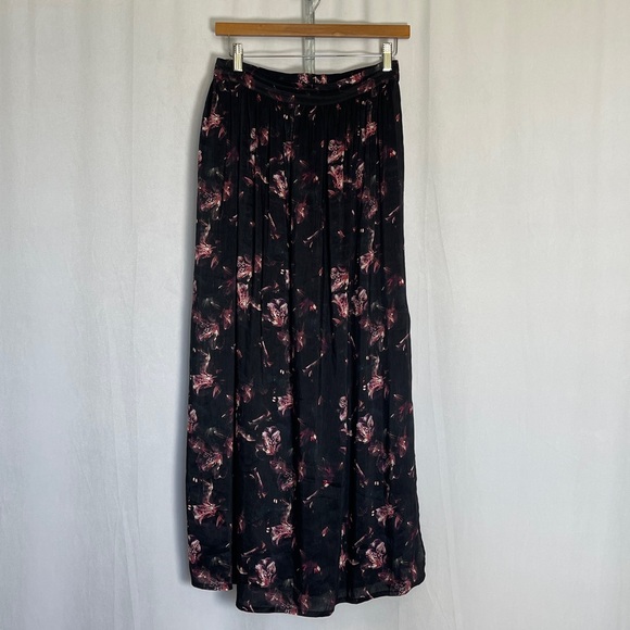All Saints Floral Linen and Silk Maxi Skirt Size 6 Side Slits Lined to Knee EUC - Picture 1 of 11